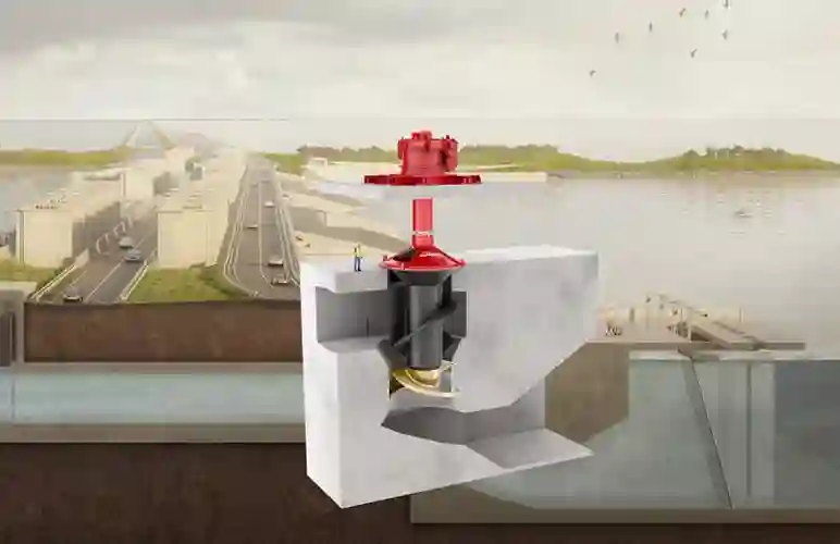 Afsluitdijk مخطط صورة مقطعية مع دافع مضخة الخرسانة الحلزونية (CVP)