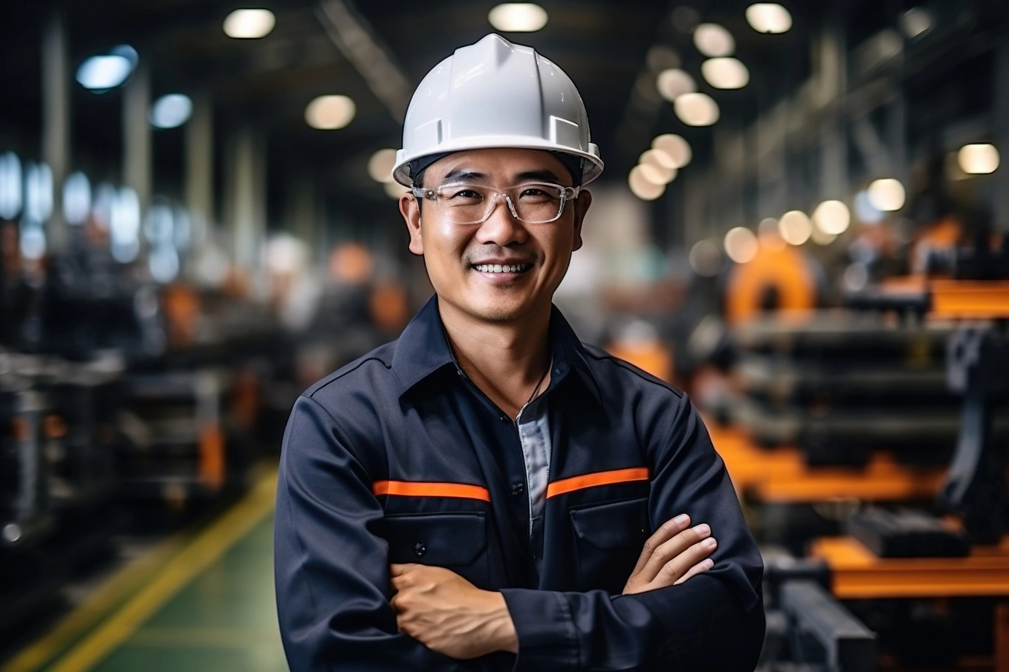 hard hat, safety glasses