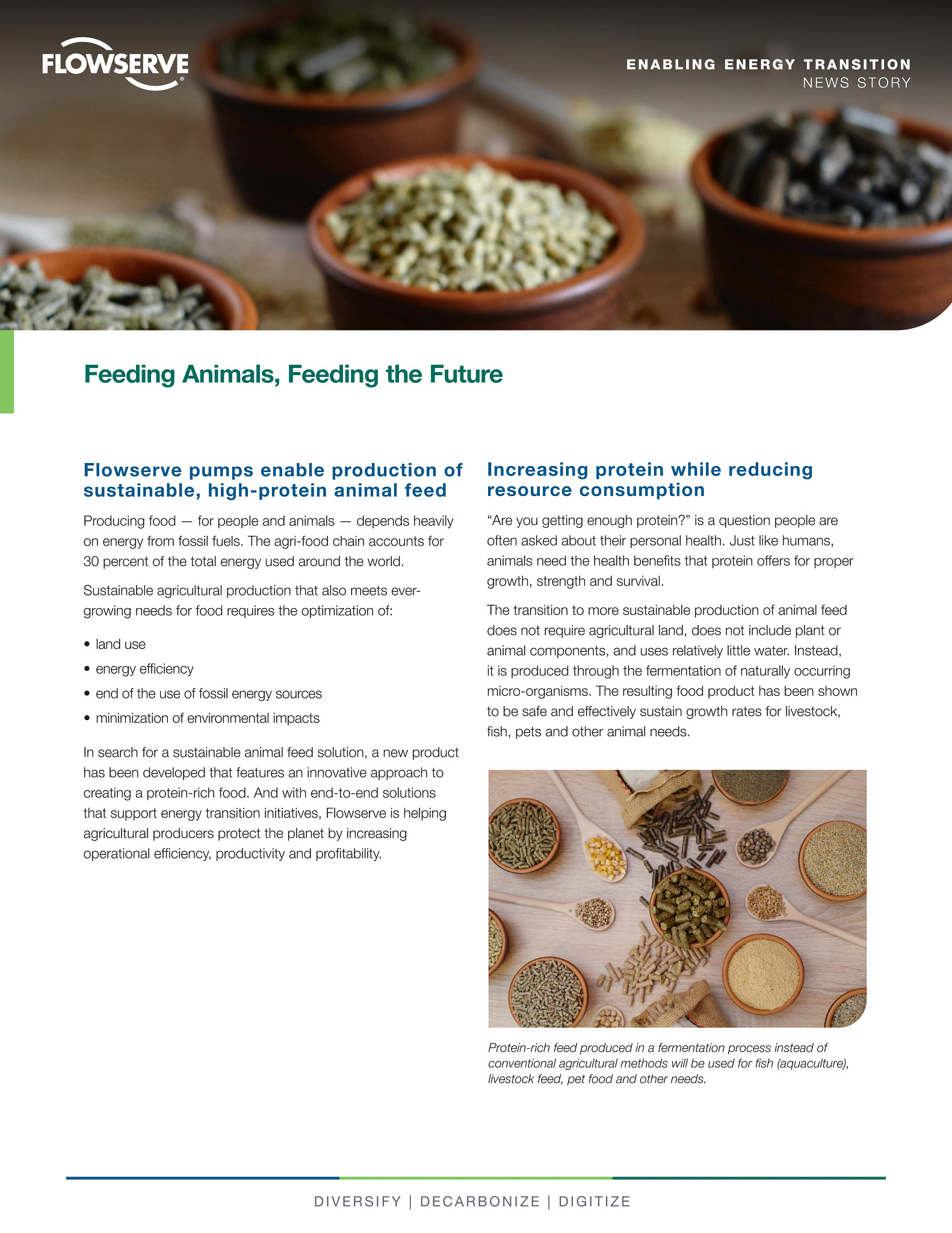 Flowserve pumps enable production of sustainable, high-protein animal feed