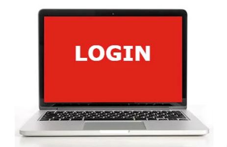 Computer screen with the word Login