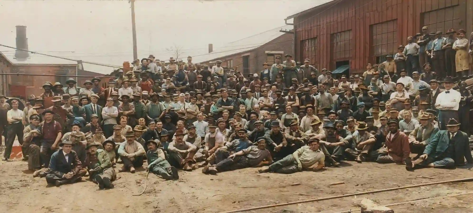 Historical group photo of employees