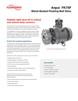 Argus® FK75F金属阀座浮动球阀 - 宣传单