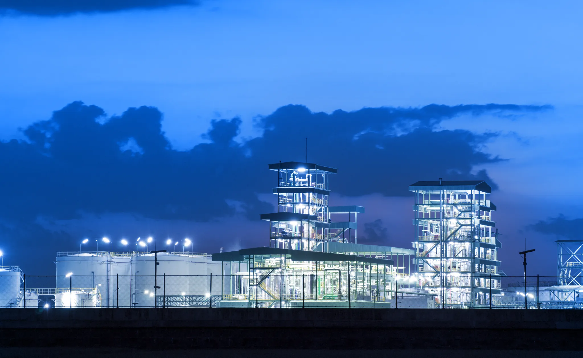 Industrial plant at dusk