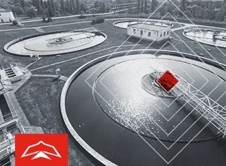 Desalination plant with overlaid RedRaven logo